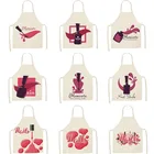 Льняные Кухня фартук розовый лак для ногтей тема печати Кухня фартуки унисекс ужин вечерние Пособия по кулинарии нагрудник Смешные передник для очистки фартук