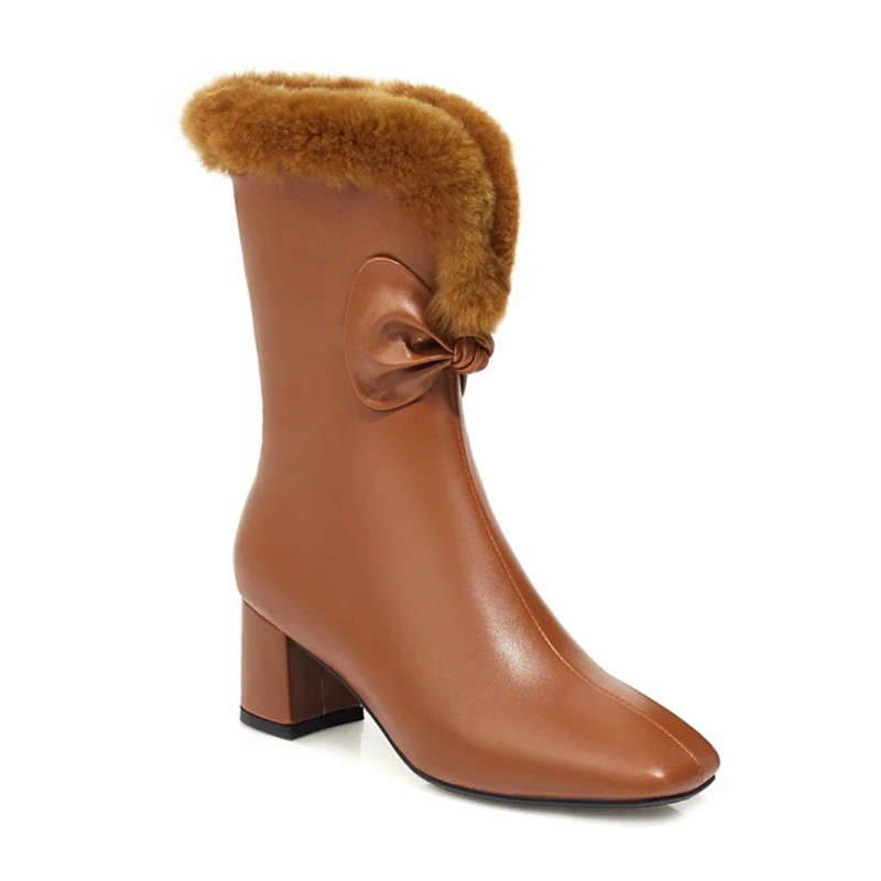 Сапоги женские зимние на меху плюшевые среднем каблуке большие размеры 31-49 669 |