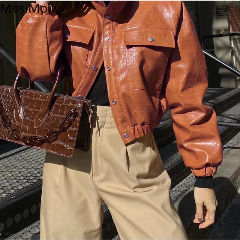 MosiMolly Cool PU Coats Women Jackets Faux Leather Streetwear Women Jackets Coats Outerwear