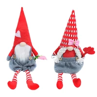 valentines day gnome decor long legged sitting gnome plush toys 2 pcs mr and mrs scandinavian tomte for valentines day table ho