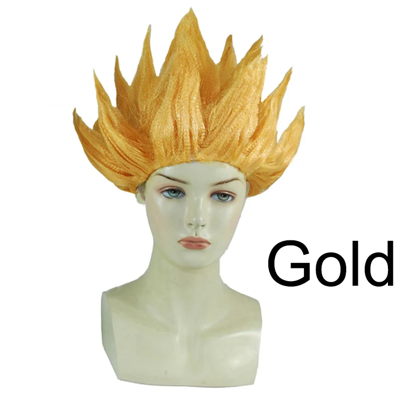 Gold Аниме Драконий жемчуг Гоку косплей парики Супер Saiyan Золотой синий красный черный желтый Peluca парики для женщин мужчин взрослые волосы - Цвет: Gold