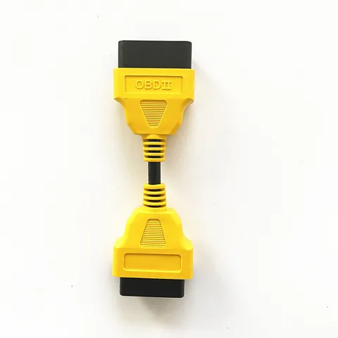 Новейший желтый Удлинительный шнур OBD2 13 см с интерфейсом «штырь-гнездо», простой в использовании 16-контактный переходник OBD с 2 разъемами, лучшее качество