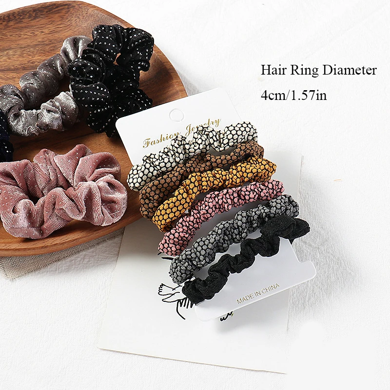 

1 Set Scrunchies Hair Ring Candy Color Hair Ties Rope Autumn Winter Women Ponytail Hair Accessories 4-6Pcs Girls Hairbands Gifts