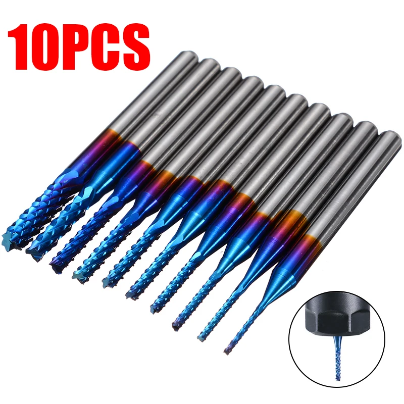 10 шт. набор фрез 0 8 3 мм титановые Фрезы с ЧПУ концевые фрезы Резак Инструмент для