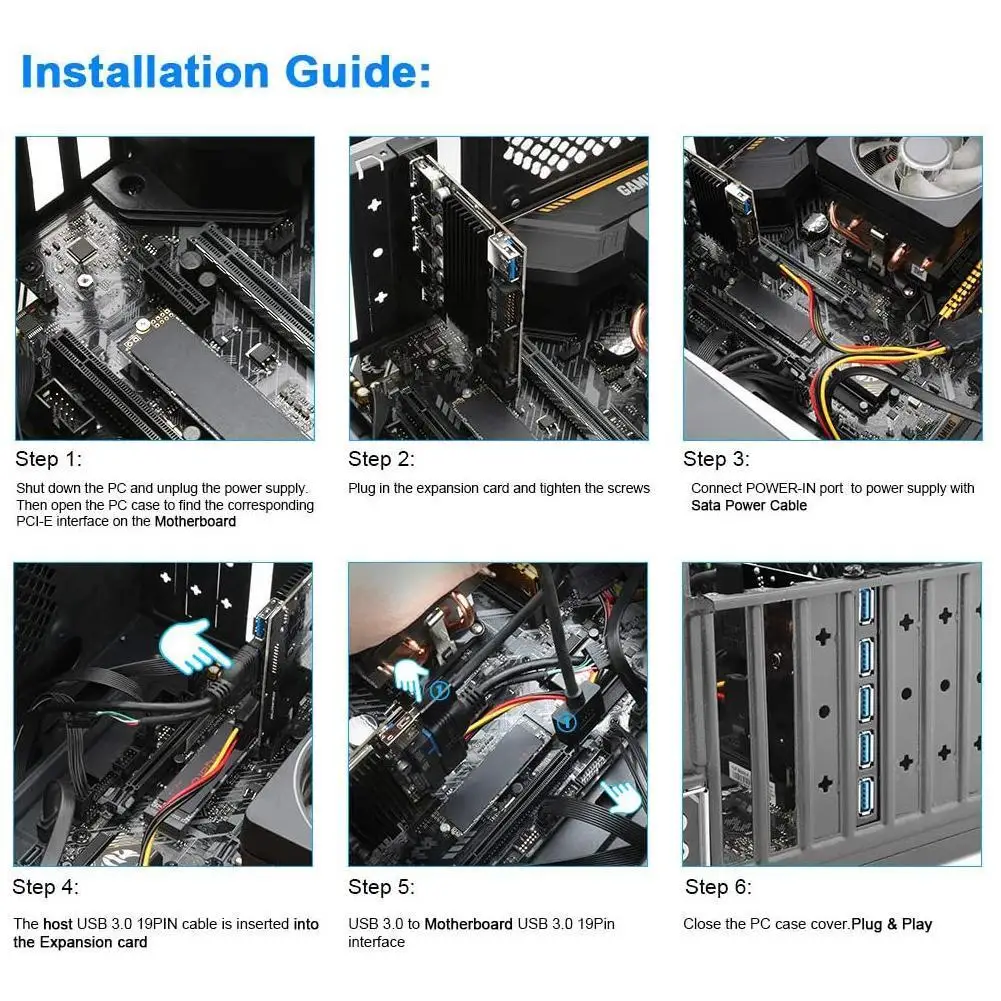 

PCI-E to usb3.0 expansion card 7-port high-speed desktop expansion NEC USB3.0 7-port card J4U7