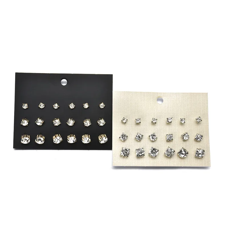 9 парт/лот модные белые AAA CZ позолоченные/серебряные мужские серьги наборы