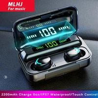 mlhj tws bluetooth 5 0 earphones 2200mah charging box wireless headphones 9d stereo waterproof earbuds headsets with microphone