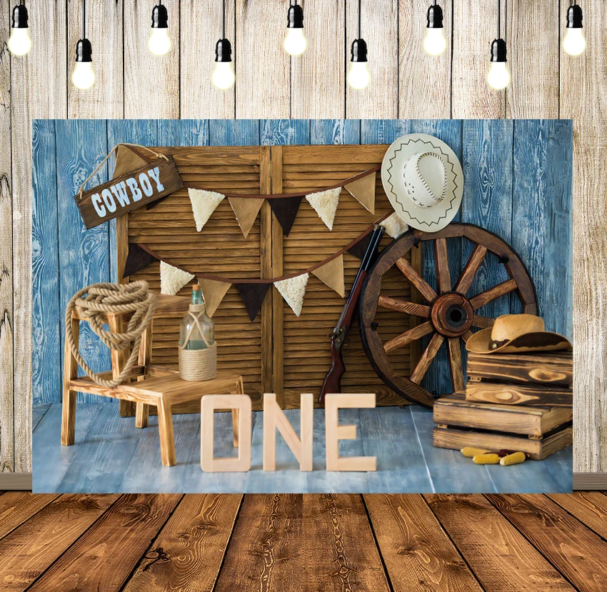 

Western Cowboy Photography Backdrop Farm Wooden Door for Child Birthday Party Background Warehouse Barnyard Photo Booth Banner