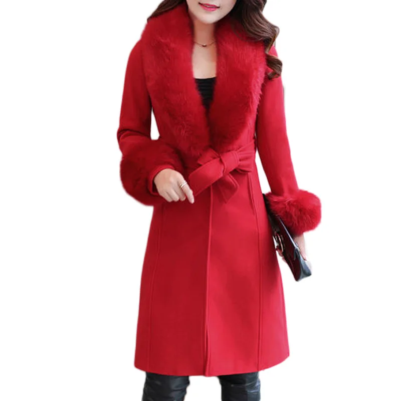 

Женское шерстяное пальто с длинными карманами, однотонное Свободное пальто с регулируемой талией и V-образным вырезом, зима 2020