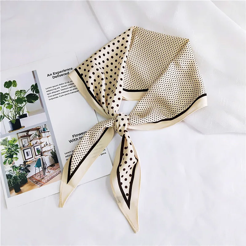 

Women Elegant Vintage Rhombus Scarf Bandana Polka Dot Point Printed Handkerchief Headband for Ladies Gift Accessories 118cm Long