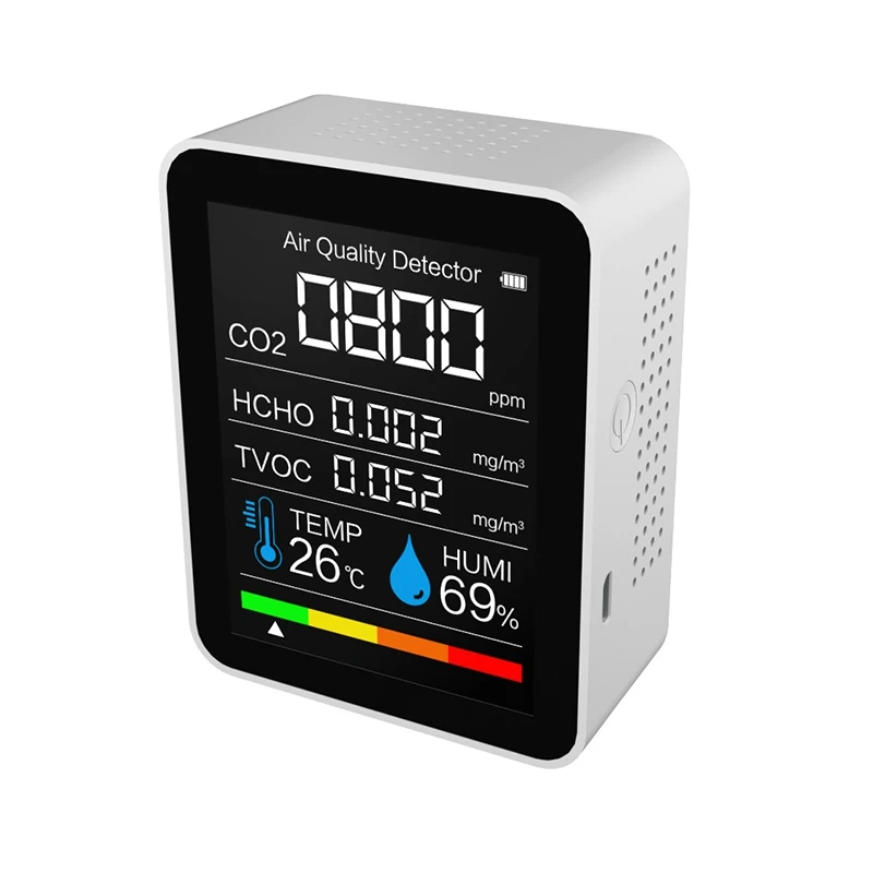 

CO2 Detector Air Quality Detector TVOC HCHO Detector Temperature and Humidity Tester Carbon Dioxide Monitor