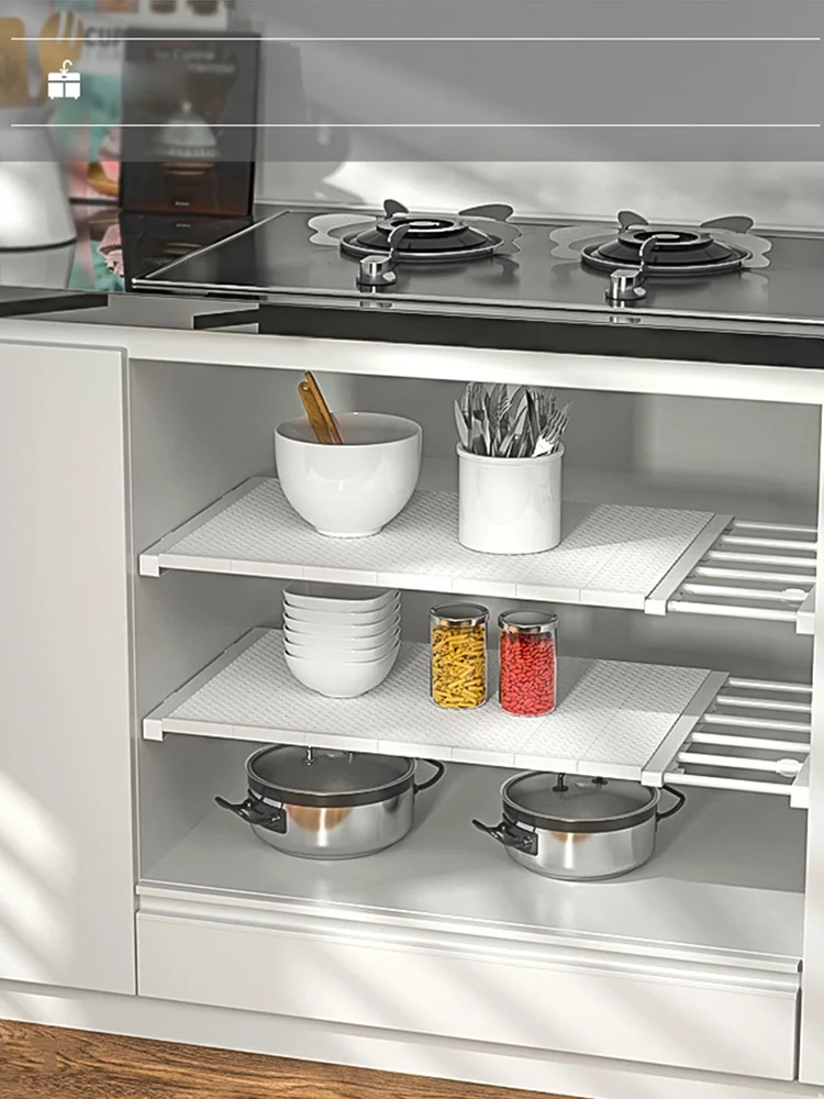 Регулируемый Кухонный органайзер пластиковая стойка для посуды полки хранения в