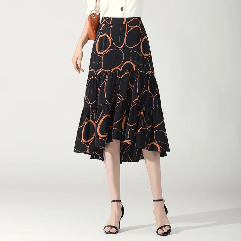 

2021 Summer New Elastic High Waist Thin Irregular Fishtail Skirt All-match Casual Plus Size Ladies Bag Hip Skirt Free Shipping