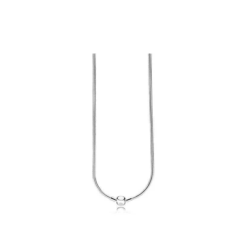 

original 925 Sterling Silver Moments Europe Ball Clasp Snake Chain Link Necklace Fashion for Women Bead Charm Gifts DIY Jewelry