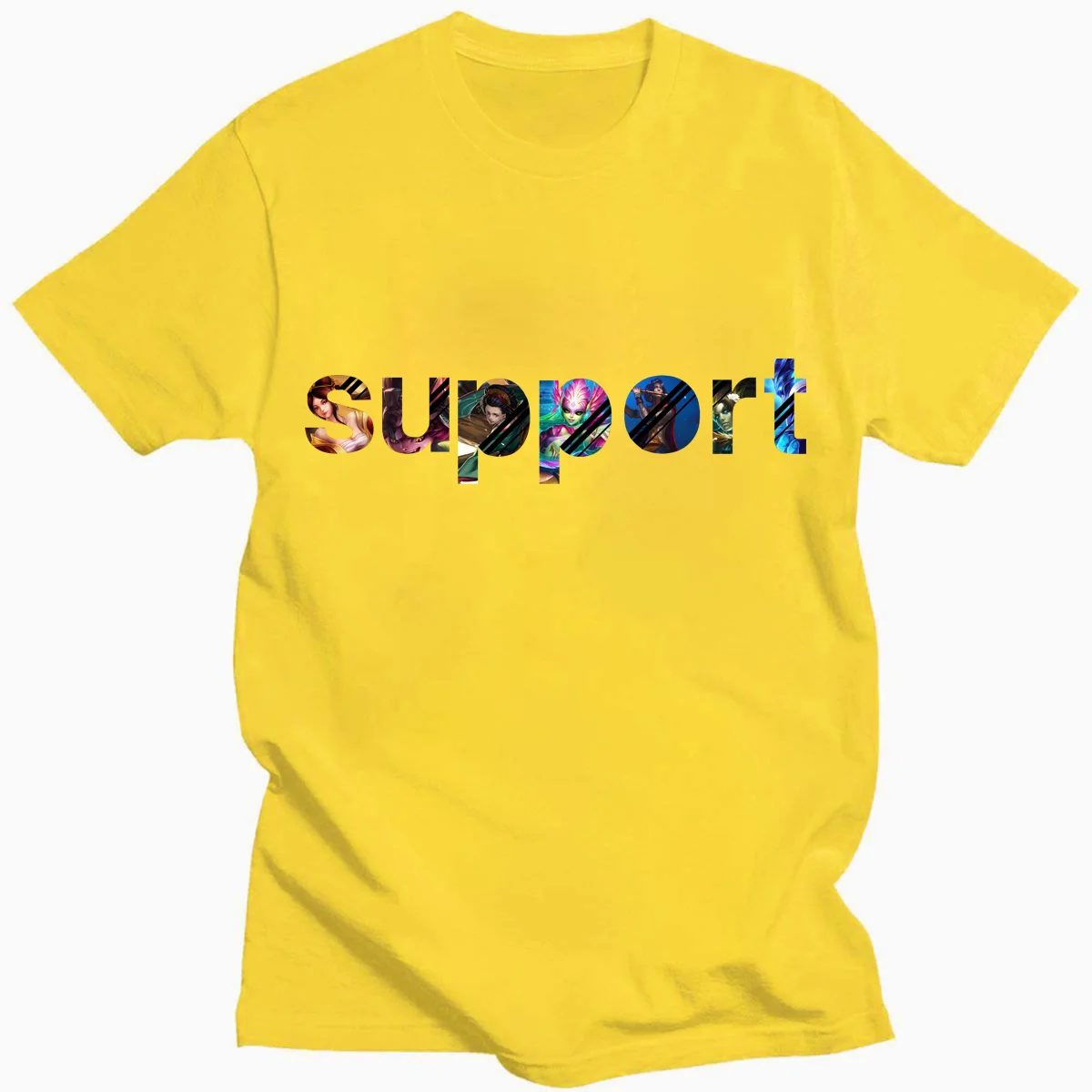 

Summer Fashion Game Style LOL SUPPORT Cosplay Printing Art T-Shirts Casual Short Sleeve O-neck Cotton Top Tees For Fans
