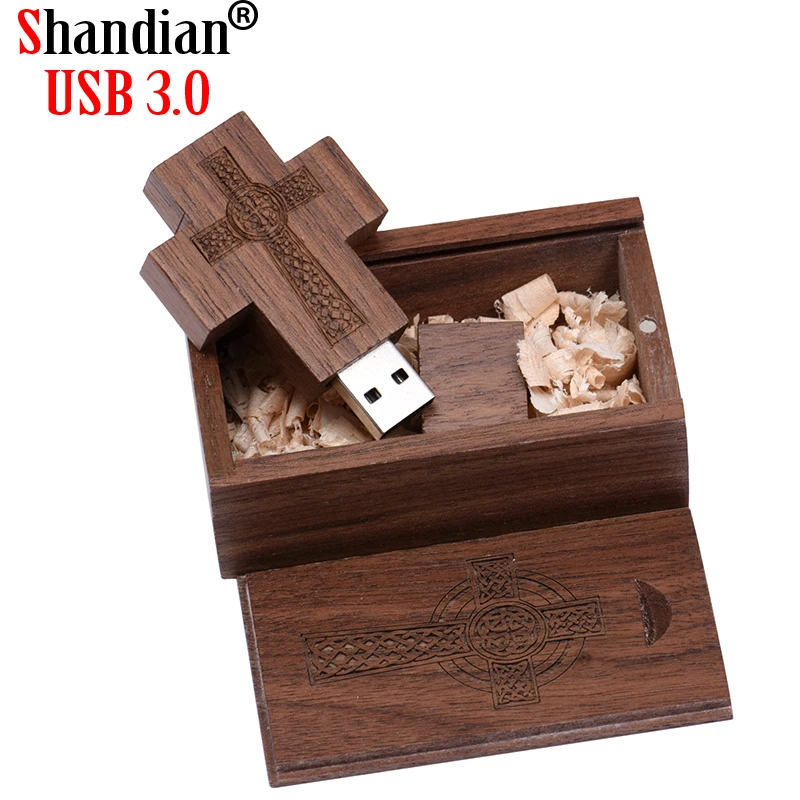 SHANDIAN флэш накопитель 128 ГБ деревянная коробка USB накопители 64 бесплатный