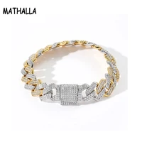 mathalla mens bracelet 14mm pav%c3%a9 zircon cuban link bracelet cz ice chain high quality hip hop luxury gift