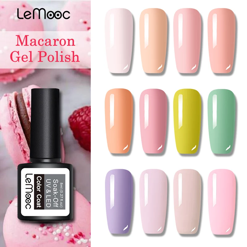 Lemooc 8 мл Macaron Гель-лак Полупостоянный отмачиваемый Гибридный Гвоздь Набор