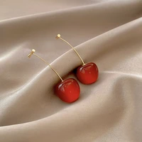 2021 hot sale product features acrylic fashion geometric exquisite ladies pendant simple and sweet cherry long earrings