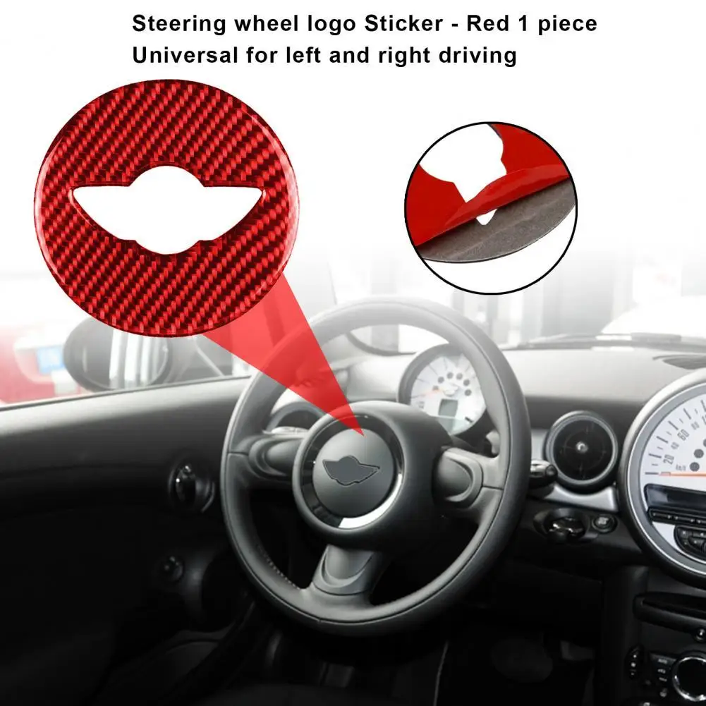 Decorative Practical Carbon Fiber Steering Wheel Logo Trim Carbon Fiber Wheel Logo Cover Trim Wear-resistant