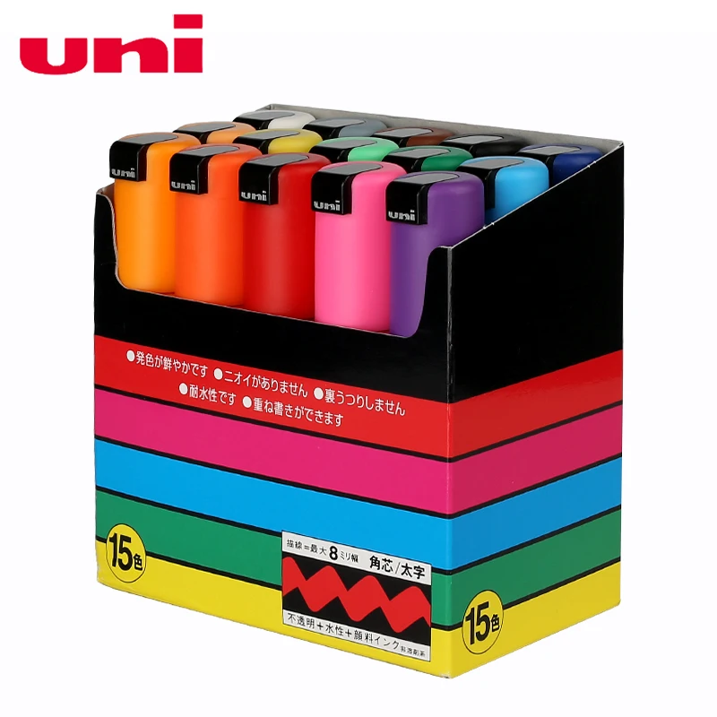 

UNI POSCA PC-8K 15-color suit POP poster advertising graffiti pen 8.0mm large characters Water resistance coverage