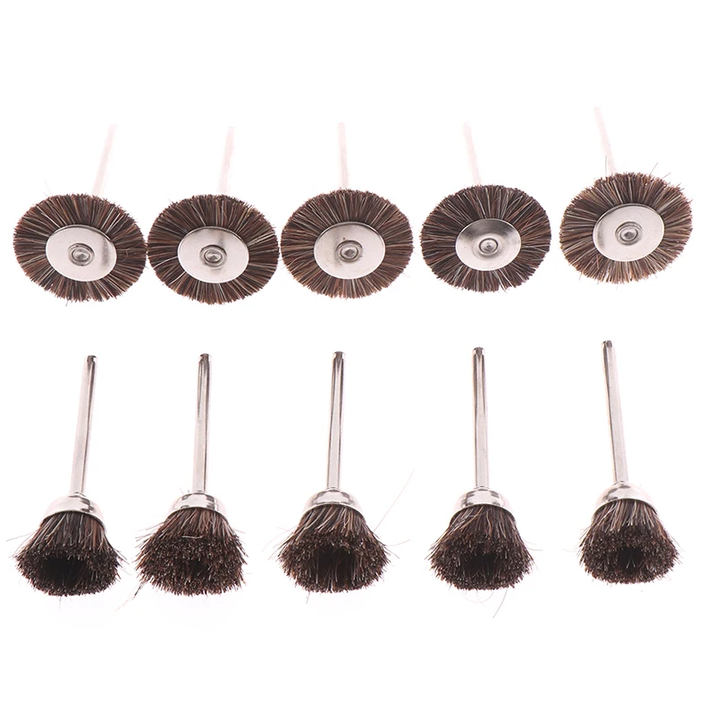 

5Pcs 3mm Shank Flat Horsetail Bristle Brush Buffing Carving Wax Polishing Tool