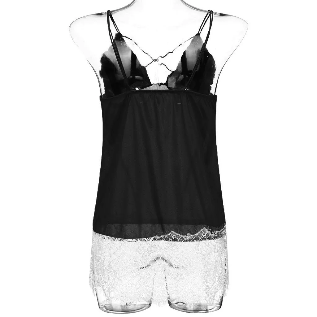 Новинка женская ночная рубашка кружевное v образный вырез открытая спина платье