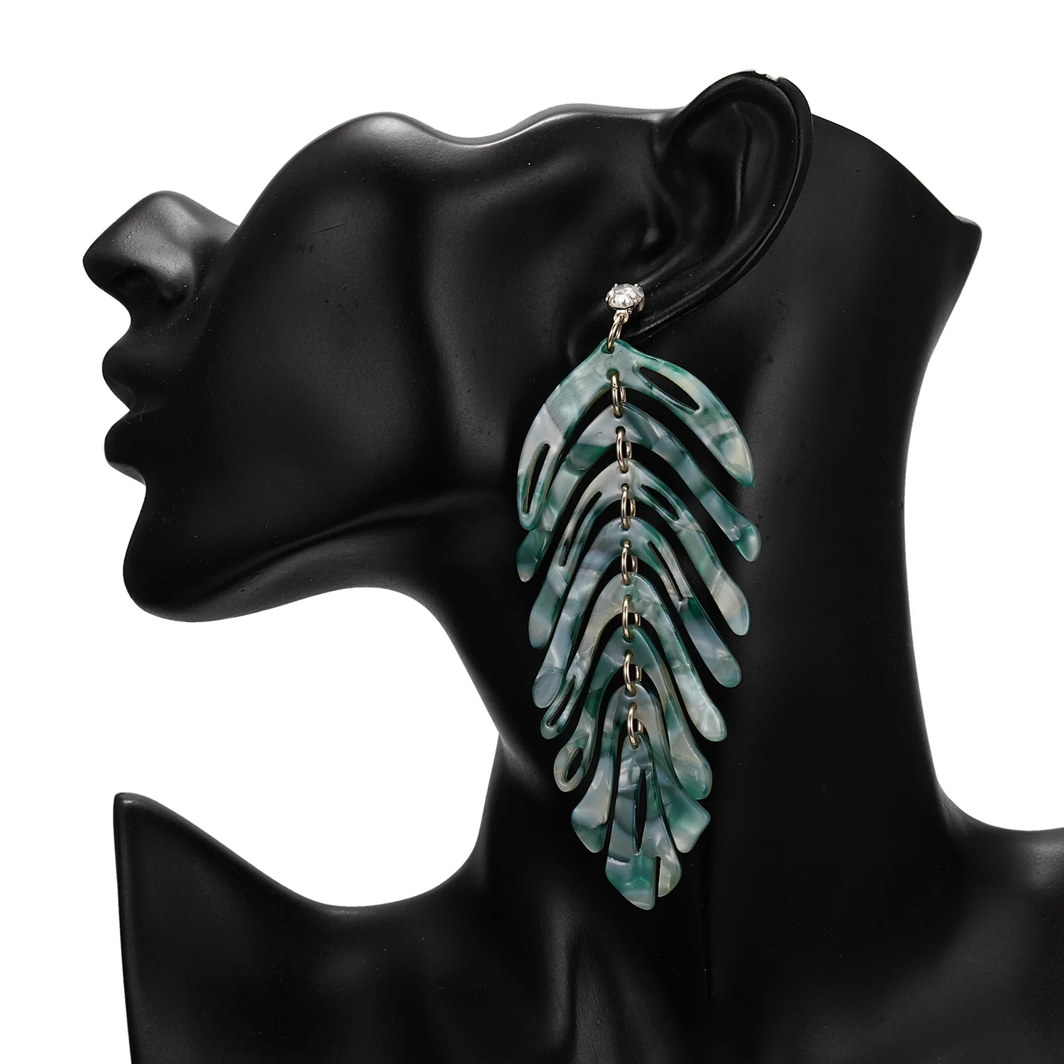 Женские акриловые серьги ZA длинные с подвесками в виде больших богемных листьев