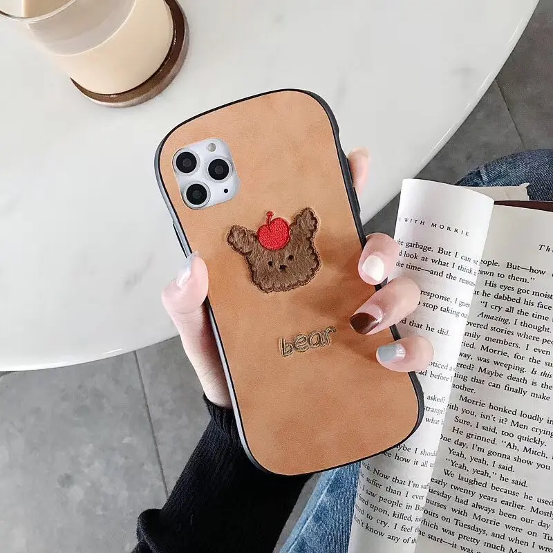 ORYKSZ модные милые очки медведь чехол для телефона iphone 11 Pro Max XR XS X кожаный 7 8 6 6S Plus