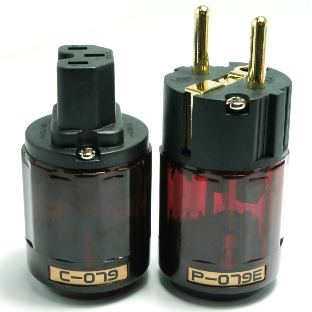Hi Fi Oyaide C 079 P 079e Schuko ЕВРОПА ЕС Мощность штекер 24k позолоченные IEC аудио разъем папа
