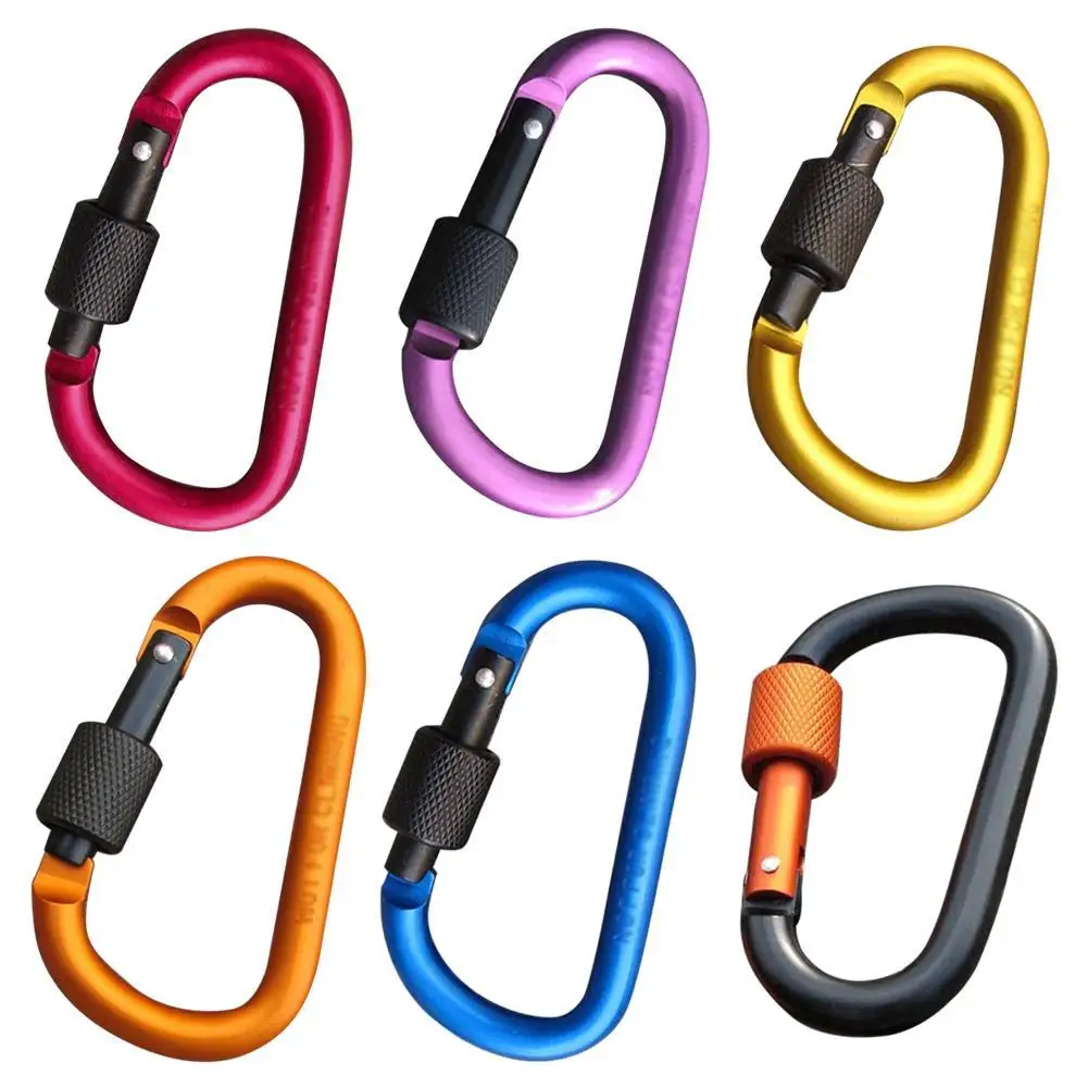 

1 Pc Clip Outdoor Buckle keychain Chain Screw Hang Quickdraw Carabiner Climb Camp survive Hike D ring Snap Hook Clasp Aluminum