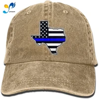 unisex adult texas thin blue line flag washed denim cotton sport outdoor baseball hat adjustable one size