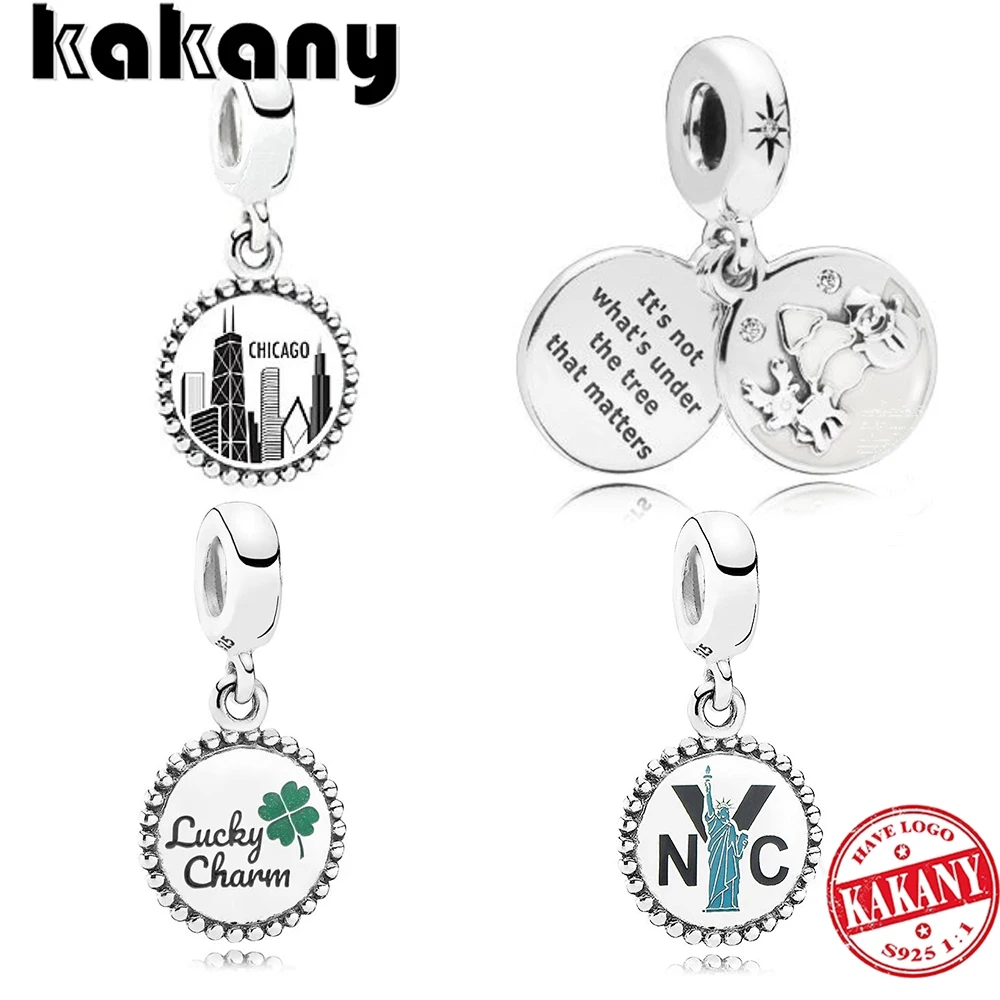 

New Classic Four-leaf Clover, Statue Of Liberty Dangle Charm, Chicago, Perfect Christmas Pendant Original Jewelry Gift