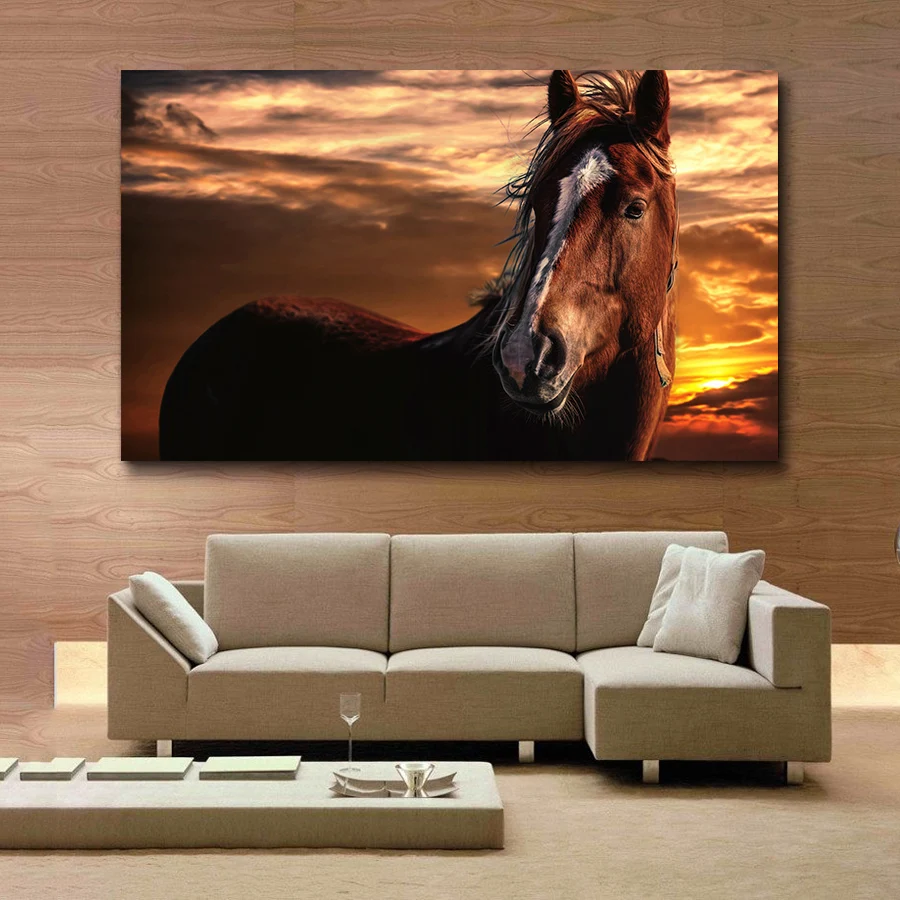 Постер с лошадью художественные принты белые и черные животные холст живопись