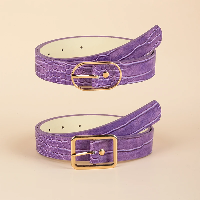 2pcs Fashion leather belt for casual pants jeans Double ring pearl buckle ladies belt dress white ladies belt all-match belt