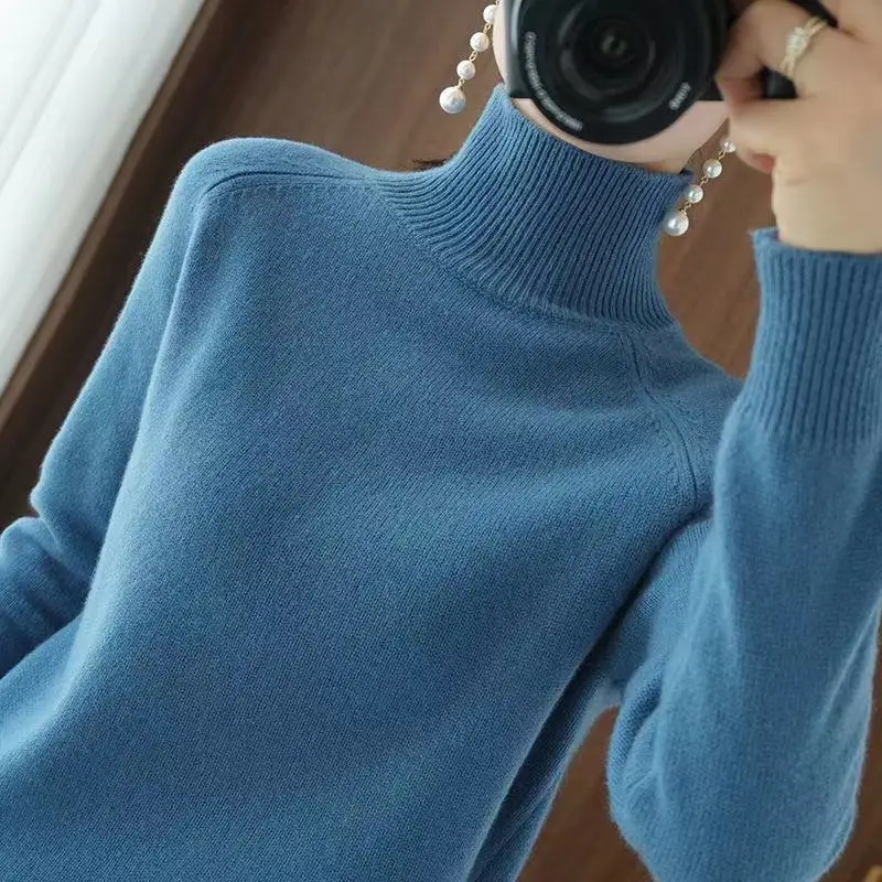 

FAKUNTN Turtleneck Cashmere Women Sweaters Solid Casual Long Sleeve Knitted Jumper Female Bottoming Pullover Sweaters Winter