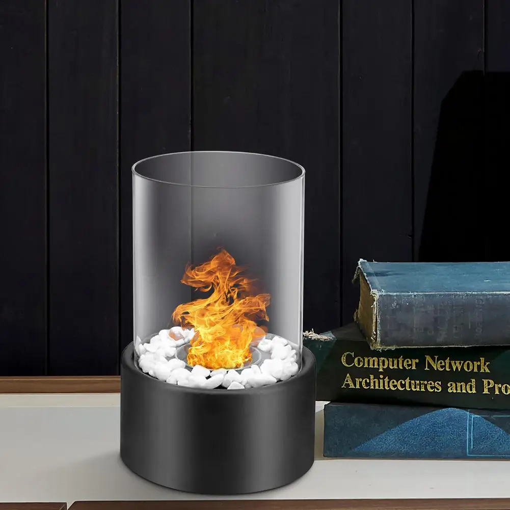 

Bio Ethanol Fireplace Portable Tabletop Fireplace Windproof Glass Cover Burner Fashion Design Mini Fire Pit