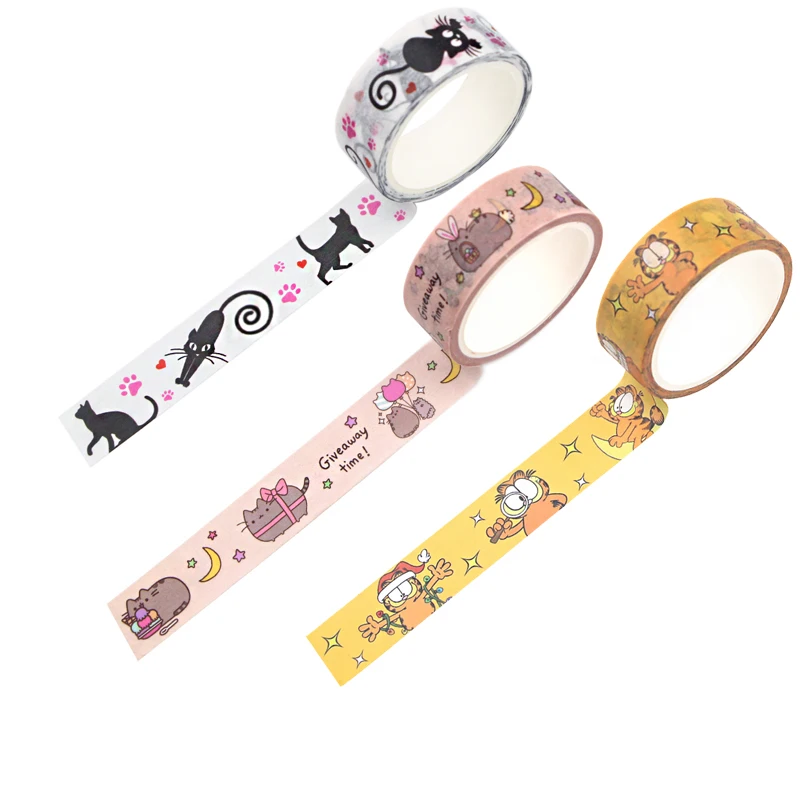 

LX207 Cat Cartoon DIY Scrapbooking Sticky Adhesive Washi Paper Tape Printed Patterns Stickerss