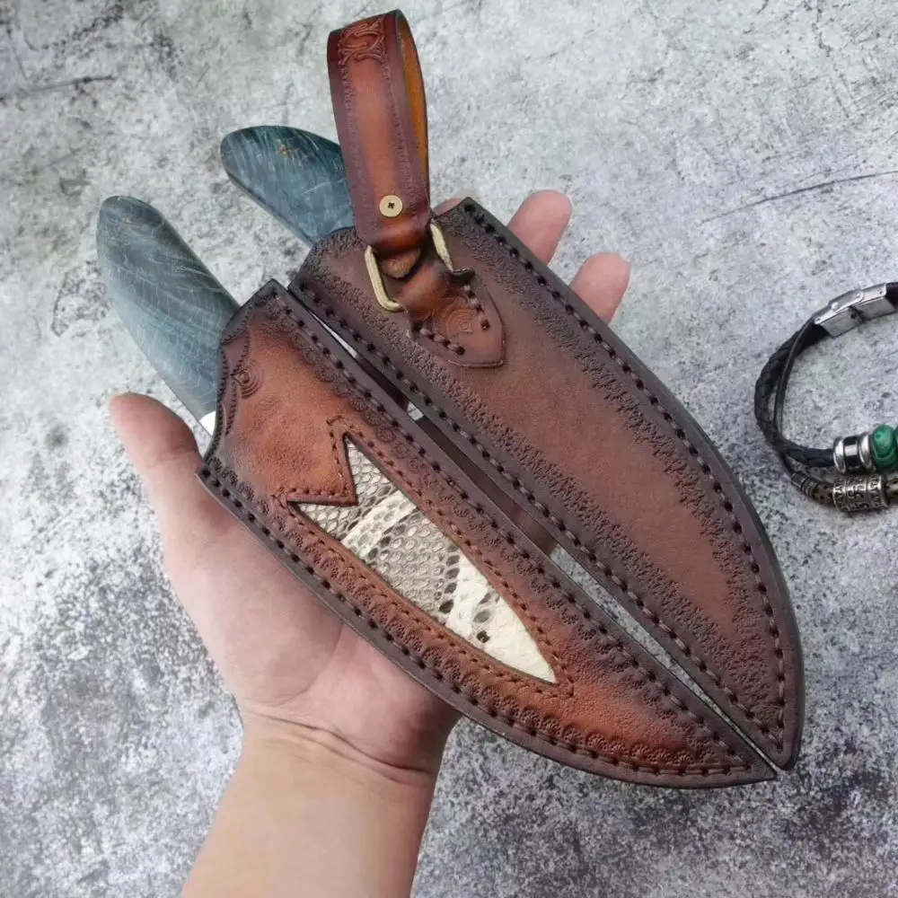 VG10 дамасский стальной нож с фиксированным лезвием тисненая ручка охотничьи ножи