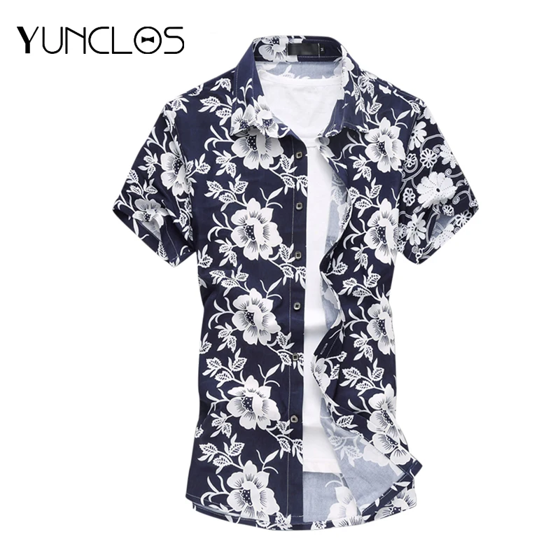 Футболка мужская с цветочным принтом Повседневная рубашка коротким рукавом