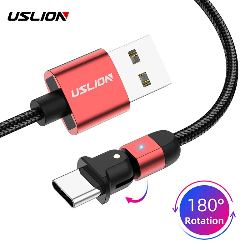 USB кабель USLION с поворотом на 180 градусов 3 А|Кабели для мобильных телефонов| |