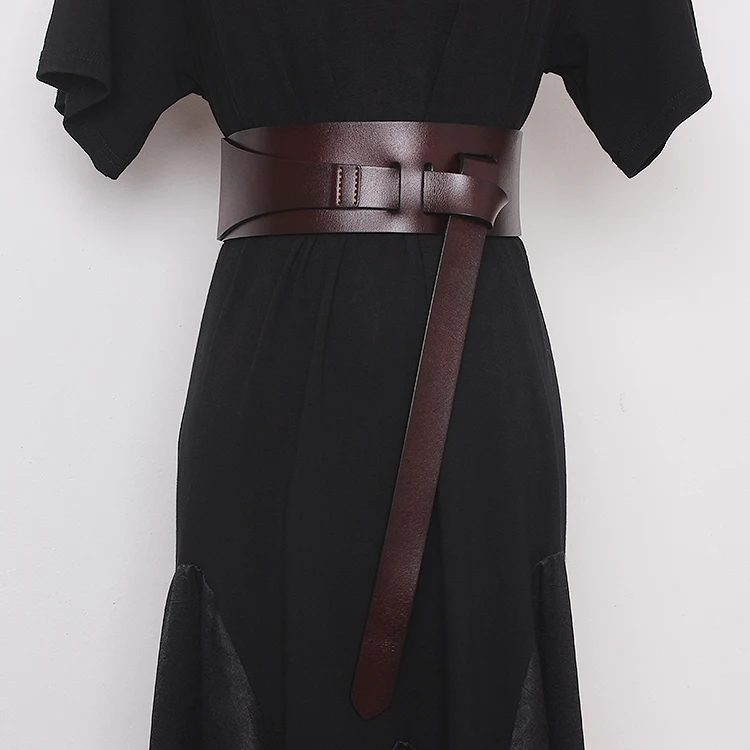 Luxury Designer Brand Genuine Leather Belts For Women Soft Wide Long Belts Fashion Waistband Waist Harness Belt Dress Suspenders