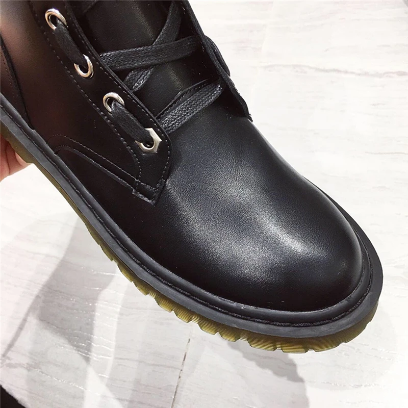 Martens/ботильоны женская зимняя обувь кожаные ботинки на резиновой подошве с