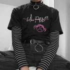 Рэпер Lil Peep летняя Harajuku с коротким рукавом женские футболки в стиле панк, готика, на рост от 90s эстетика в винтажном стиле; С надписями и изображениями героев мультфильмов; В Корейском стиле; Футболки