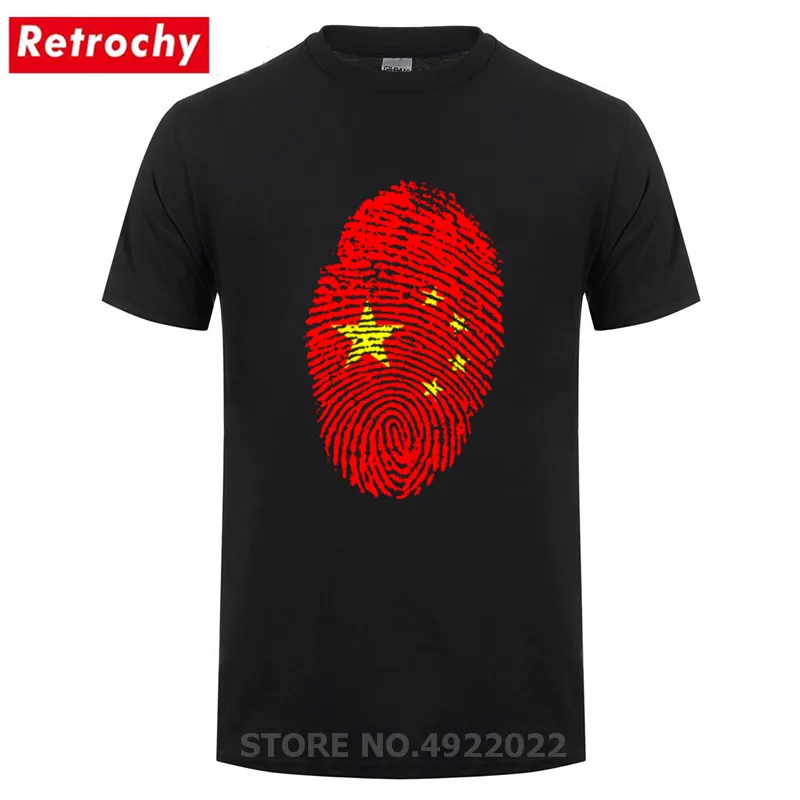 Китайская футболка с флагом отпечатков пальцев Hombre Camisetas Мужская китайским