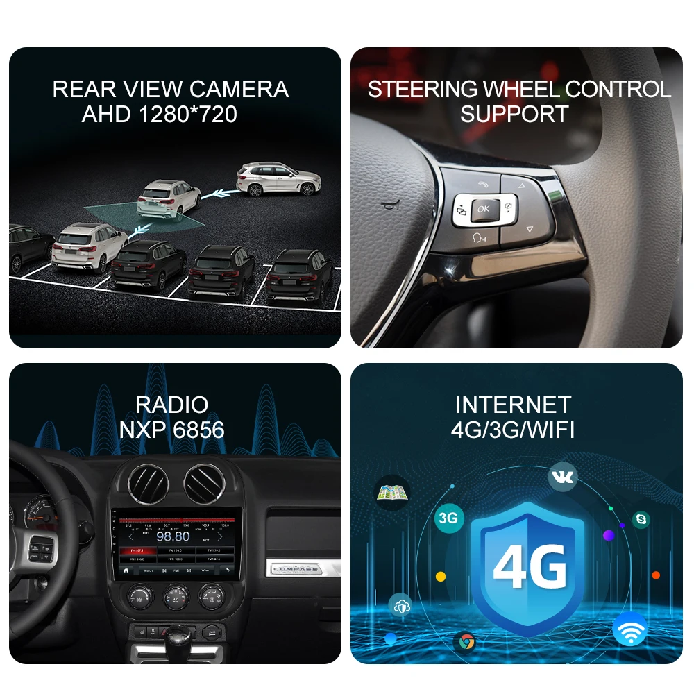 Автомагнитола ISUDAR V57S на Android для Jeep Compass 1 MK 2009-2015 Автомобильный мультимедийный