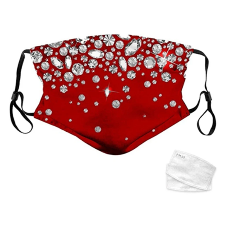 

Ladies Washable And Reusable Face Mask New Quality Wine Red Women Personality Windproof Stylish Printed Face Mask 2021