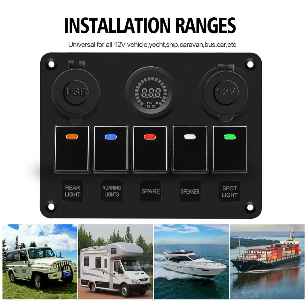 Металлическая панель переключателя 5 цветов двойная Быстрая зарядка из