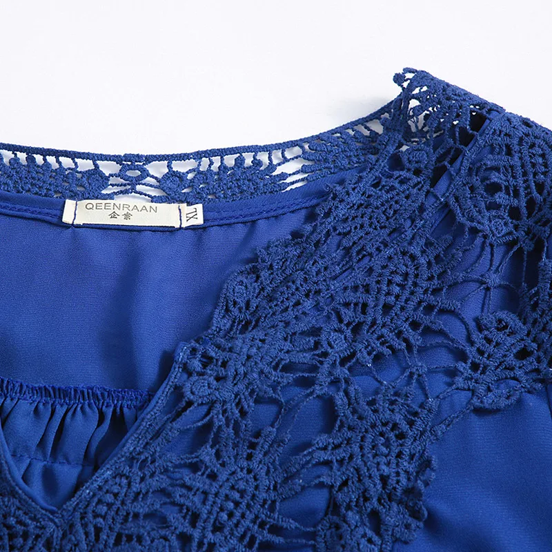 Женские кружевные шифоновые блузки с v образным вырезом свободные рубашки