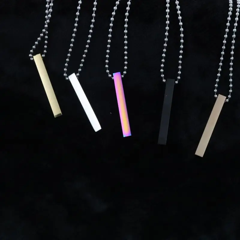 2019 Punk Hip Hop Black Silver Rose Gold Custom Square Long Stainless Steel Pendant Chain Necklace For Women Men Jewelry Gift | Украшения и